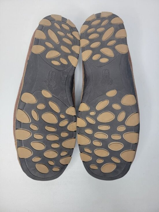 Old Friend Men\'s Size 11 Sheepskin Lined Suede Leather Hard Sole Slippers Brown main image 6